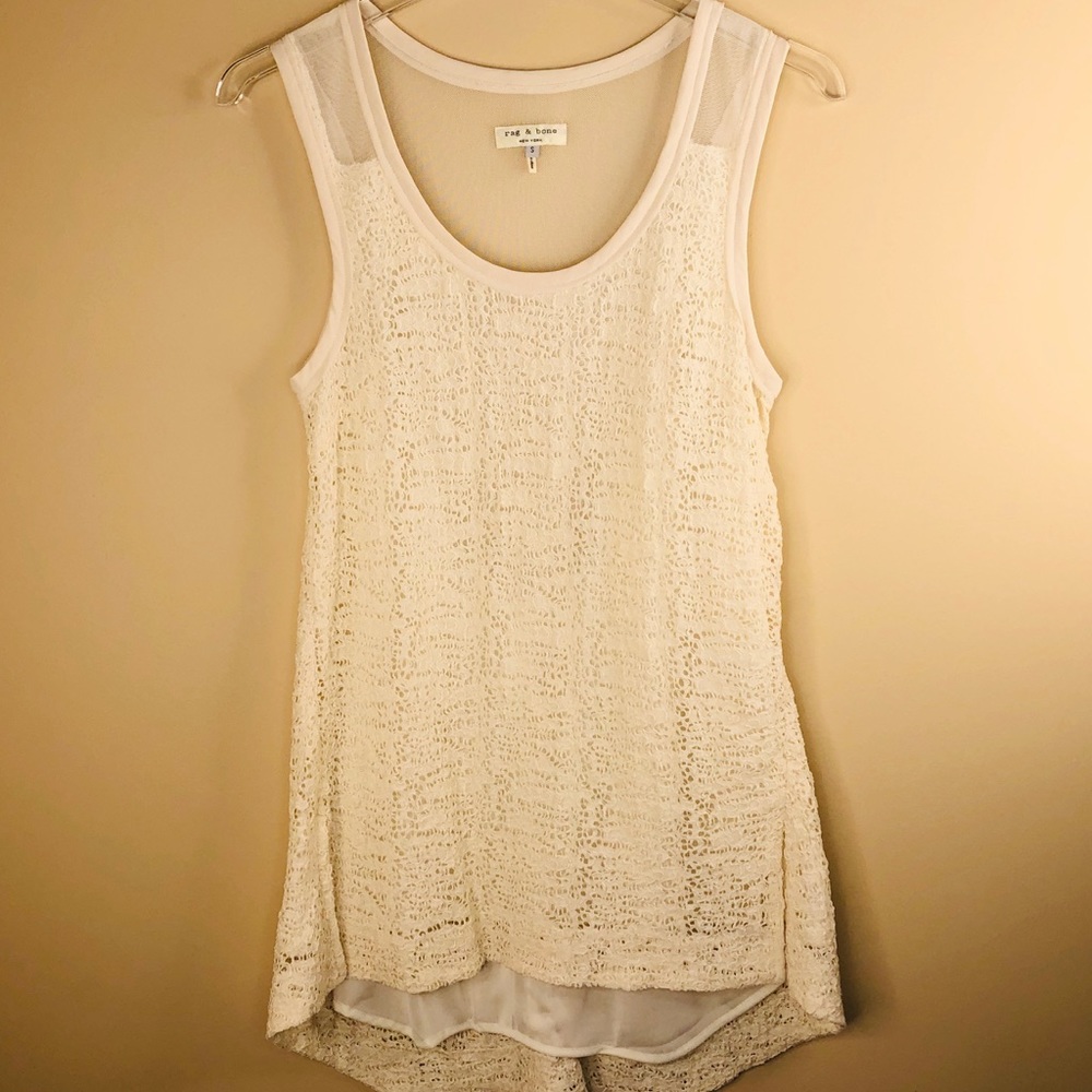 Rag & Bone Cream Lined Open Weave Tunic - image 1